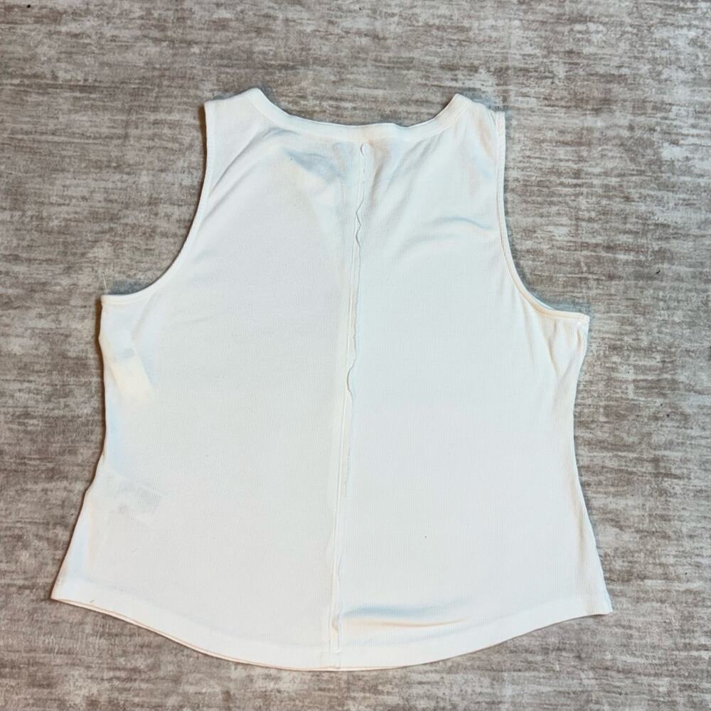 Pilcro Womens XL White Ribbed Sleeveless V-neck Button Tank Top New Basic Casual - Picture 7 of 9